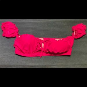 Hot pink off the shoulder bikini top